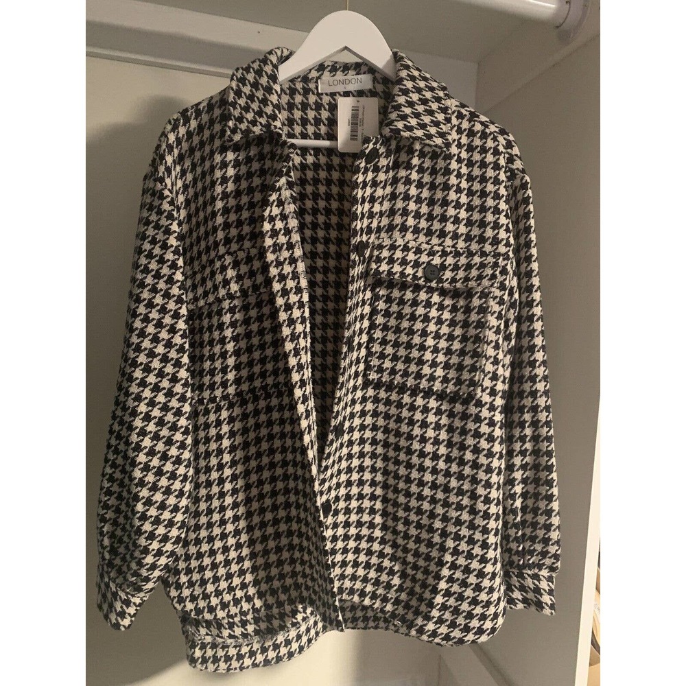 NWT London Austin Shacket Jacket Women's S Multicolor Herringbone Pockets Button